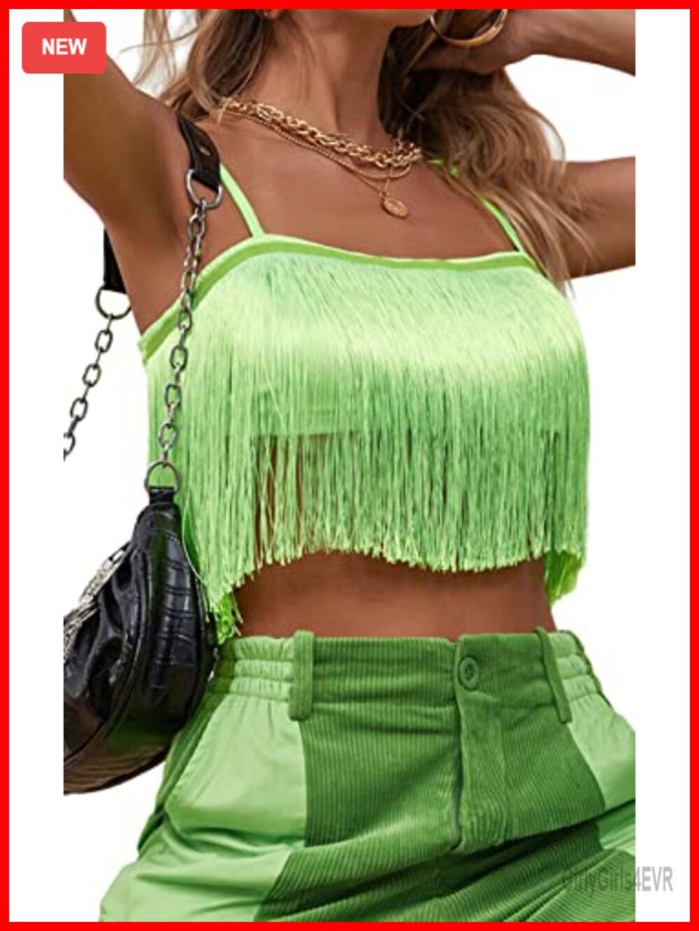 Fringe Crop Tank Top Sleeveless V-Neck Party Club Cowgirl Outfit